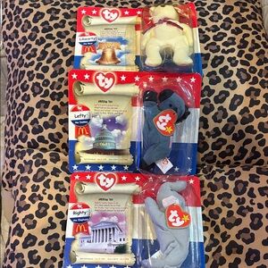 Vintage 2000 Ty Beanie Babies McDonalds Patriotic Trio - Red, White, Blue